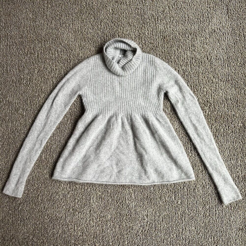 Vince Women's100% Cashmere Cowl Neck Sweater Tunic L Grey Long Sleeves